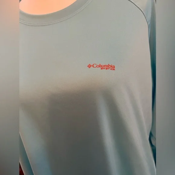 COLUMBIA Men’s PFG Omni-Wick Long Sleeve Shirt 2x Sun Protection Aqua - Picture 2 of 6